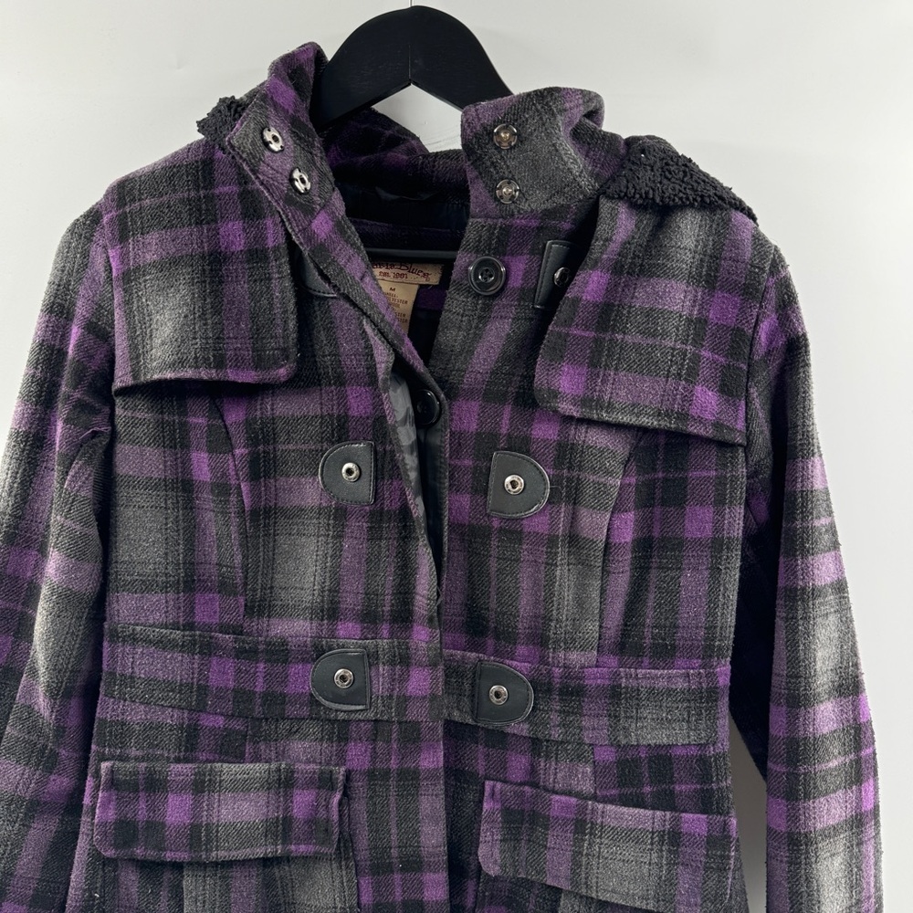 Paris Blues Y2K Vintage Medium Black and Purple Plaid Jacket - Picture 2 of 7